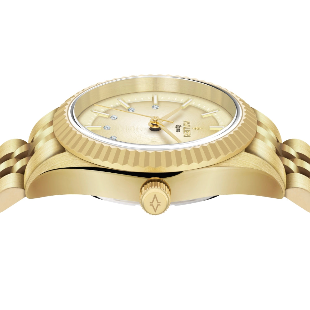 Avalieri Women's Quartz Watch Gold Dial - AV-2604B