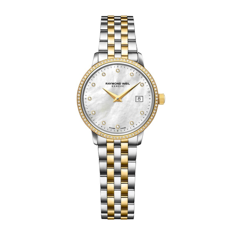 ساعة ريموند ويل النسائية بحركة كوارتز ولون مينا أبيض - RW-0091(DMND/87)