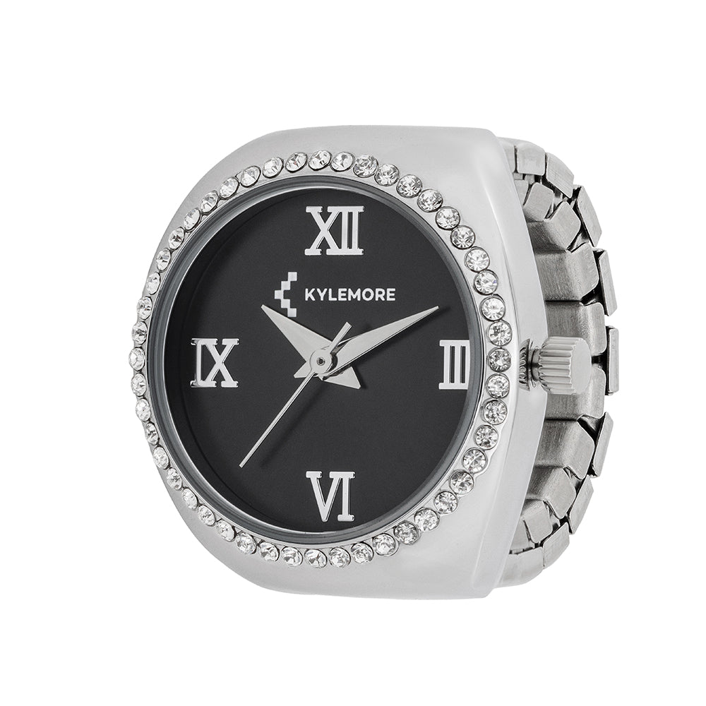 ساعة كيليمور النسائية من سبائك معدنية بمينا أسود بتشطيب أشعة الشمس - KM-1088B