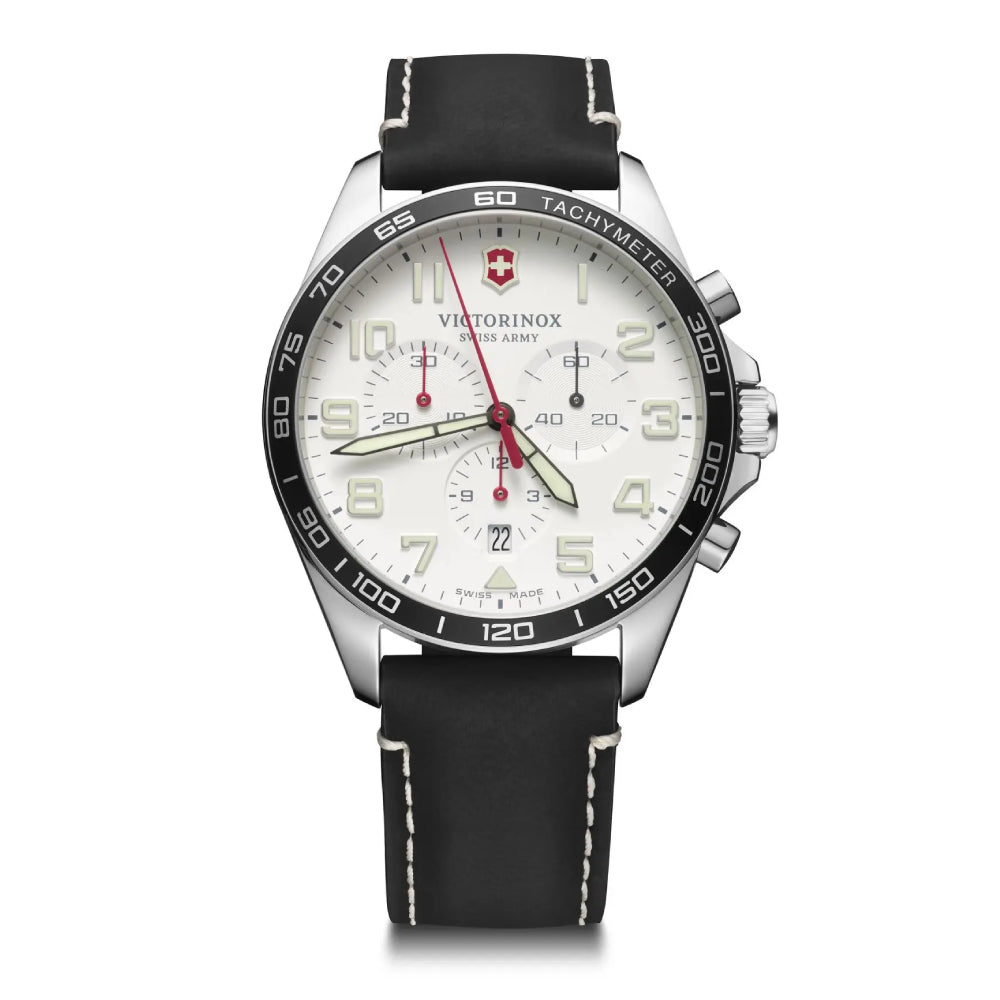 ساعة فيكتورينوكس الرجالية بحركة كوارتز ولون مينا أبيض - VTX-0113
