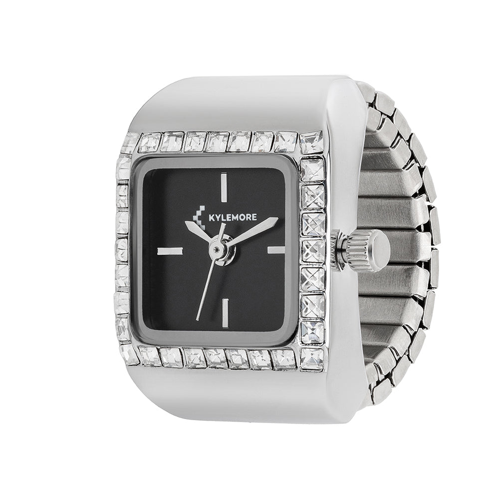 ساعة كيليمور النسائية من سبائك معدنية بعقارب تقليدية ومينا أسود بتشطيب أشعة الشمس - KM-1097B