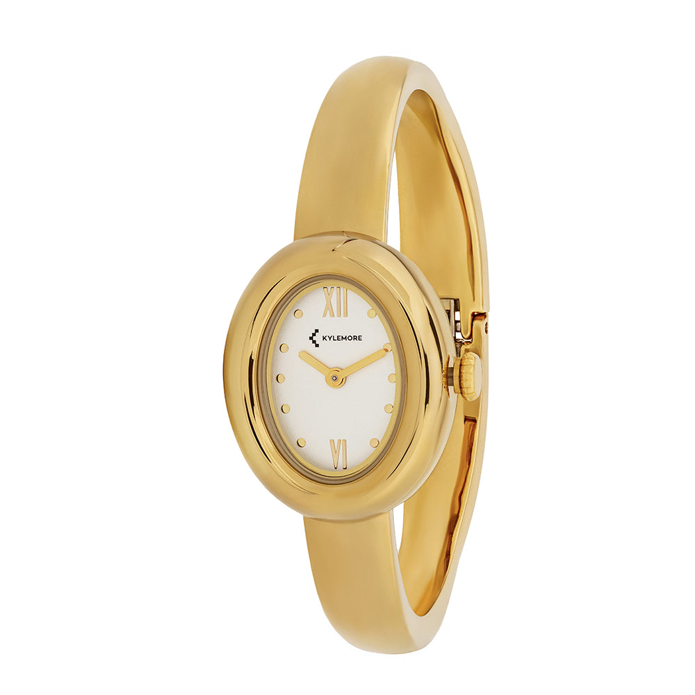 ساعة كيليمور النسائية من سبائك معدنية بلمسة رملية فضية ومينا أبيض - KM-1094B