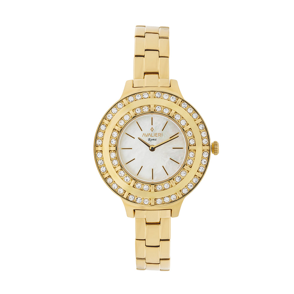 Avaleri Women's Quartz Watch with White Pearl Dial - AV-2638B+BR