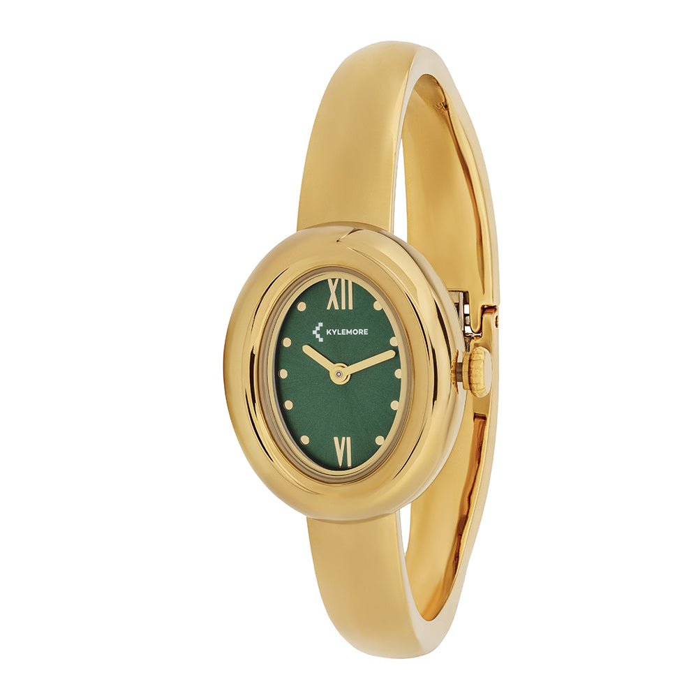 ساعة كيليمور النسائية من سبائك معدنية بعقارب تقليدية ومينا أخضر بتشطيب أشعة الشمس - KM-1095B