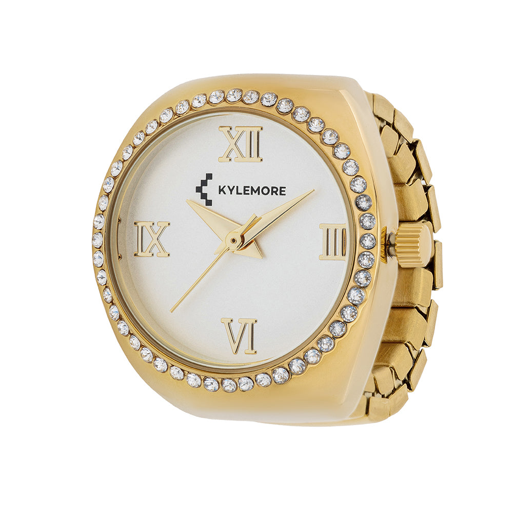 ساعة كيليمور النسائية من سبائك معدنية بلمسة رملية فضية ومينا أبيض - KM-1089B