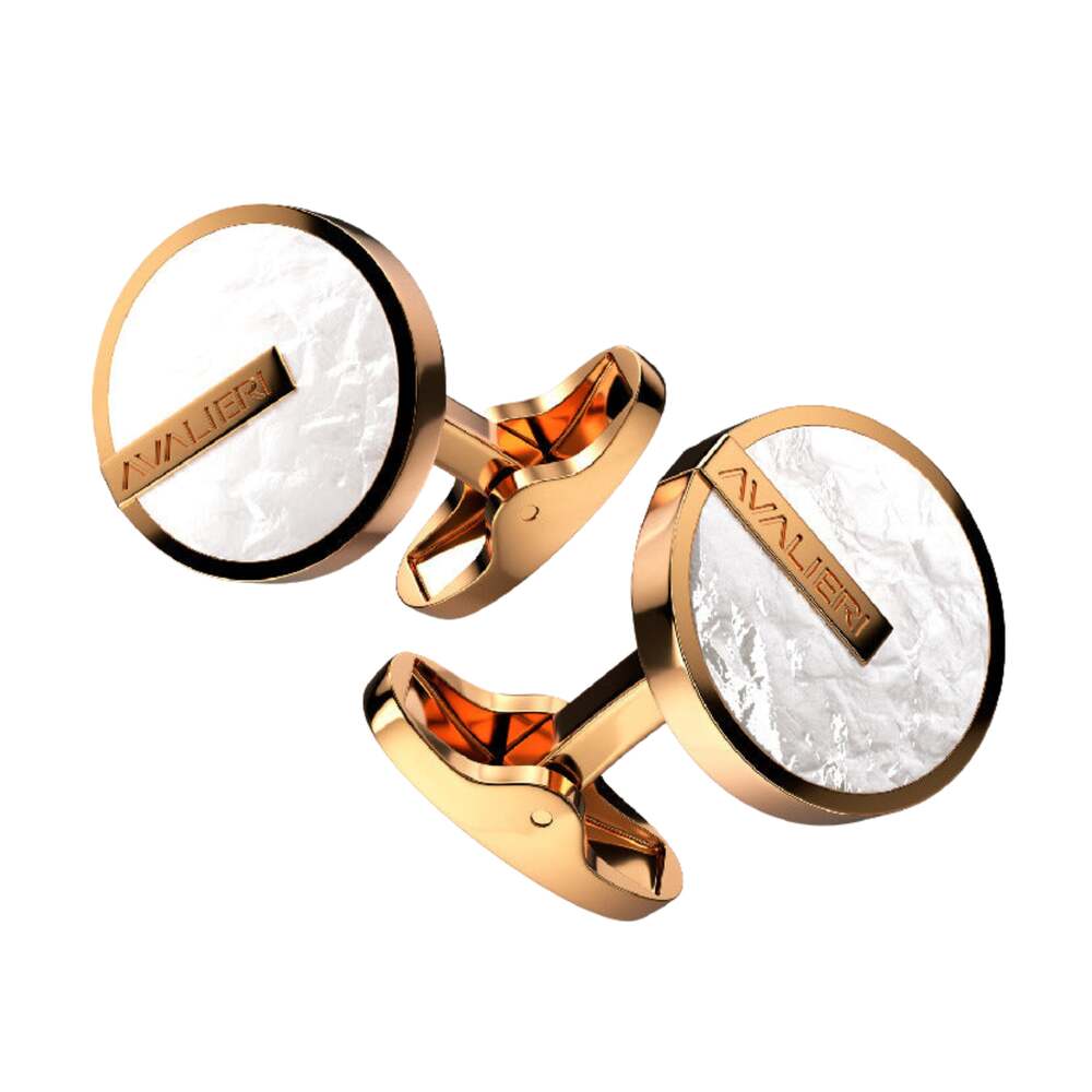 Avalieri gold and white cufflinks - AVC-0113