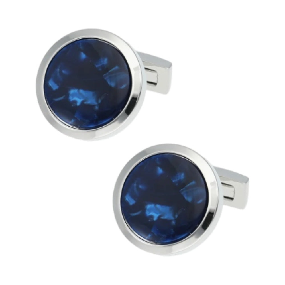 Silver and blue cufflinks from Davidoff - DFC C-0026(OVAL BLUE &amp; SIL)