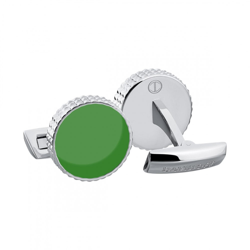 Silver and green cufflinks from Davidoff - DFC C-0007 (ROUND GR)
