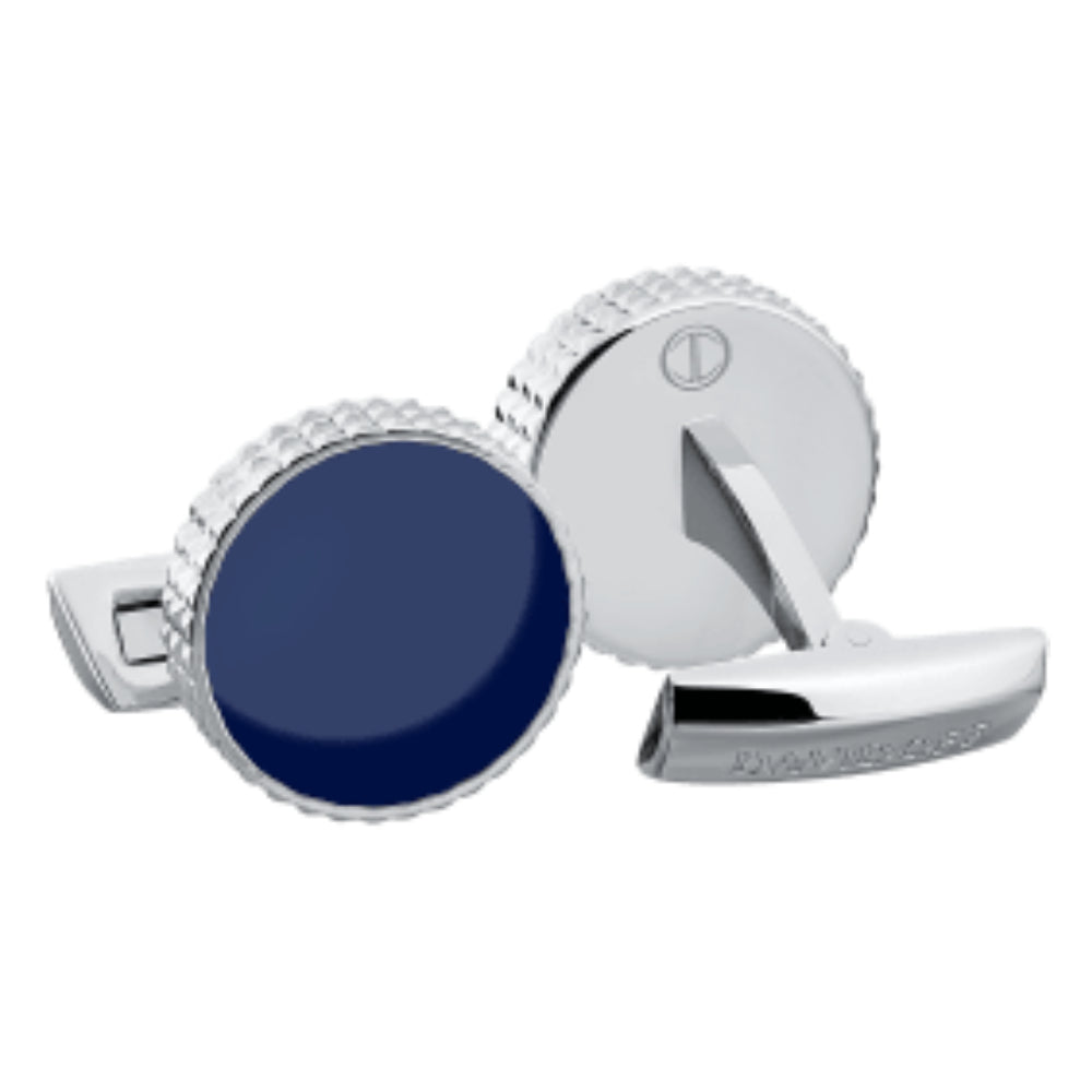 Silver and blue cufflinks from Davidoff - DFC C-0009 (ROUND BL)