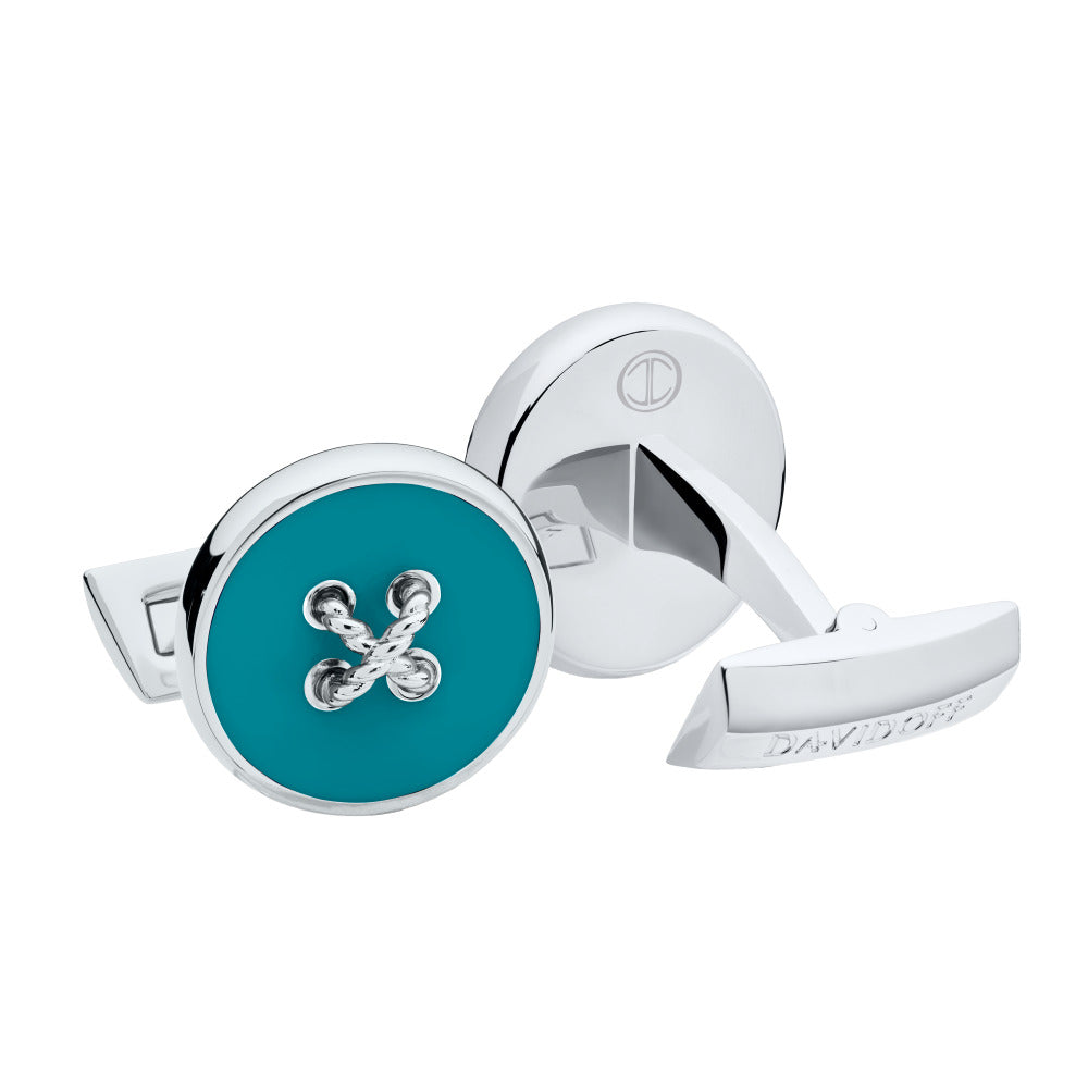 Silver and Turquoise Cufflinks from Davidoff - DFC C-0017 (ROUND TURQUOISE)