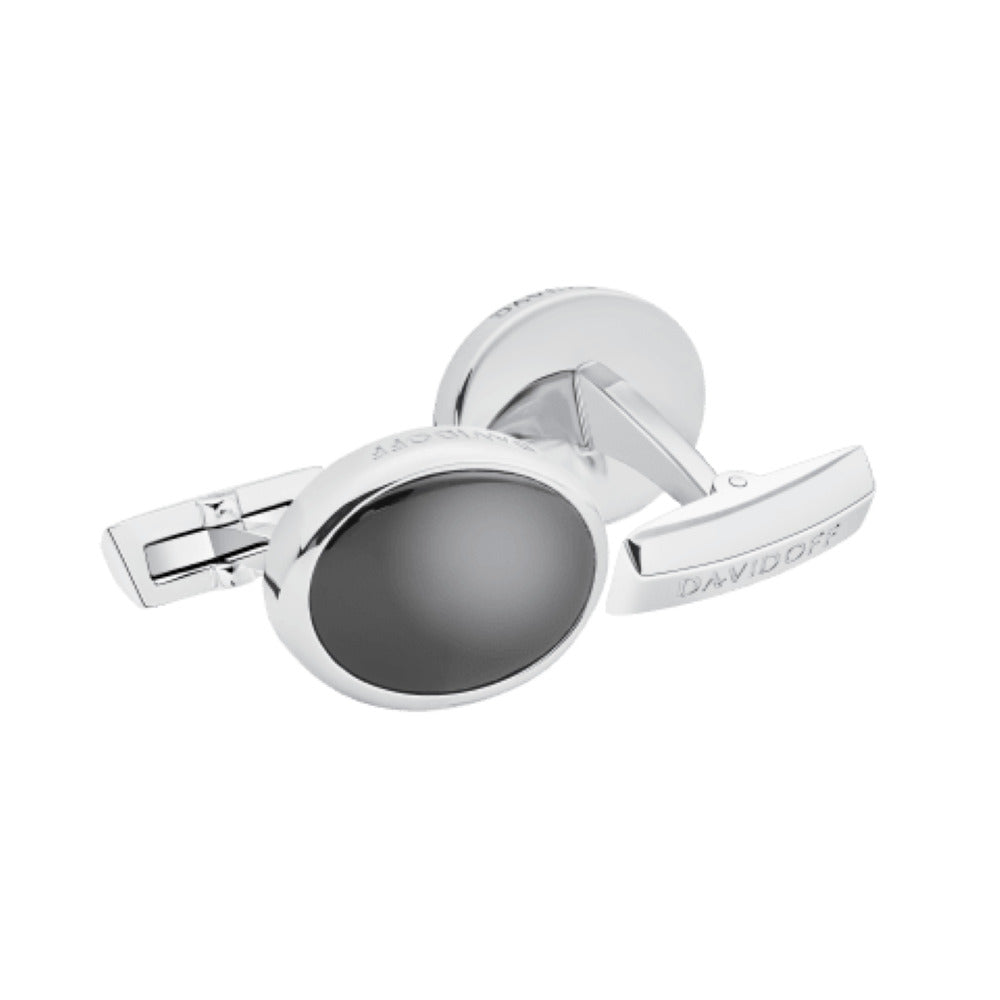Silver and black cufflinks from Davidoff - DFC C-0025(OVAL BK &amp; SIL)