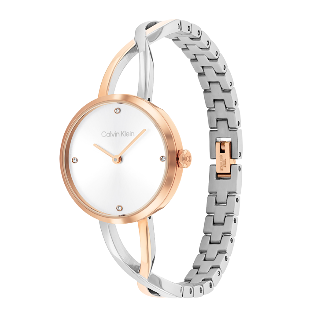 كالفن كلاين النسائية بحركة كوارتز فضي ميناء CK-0123