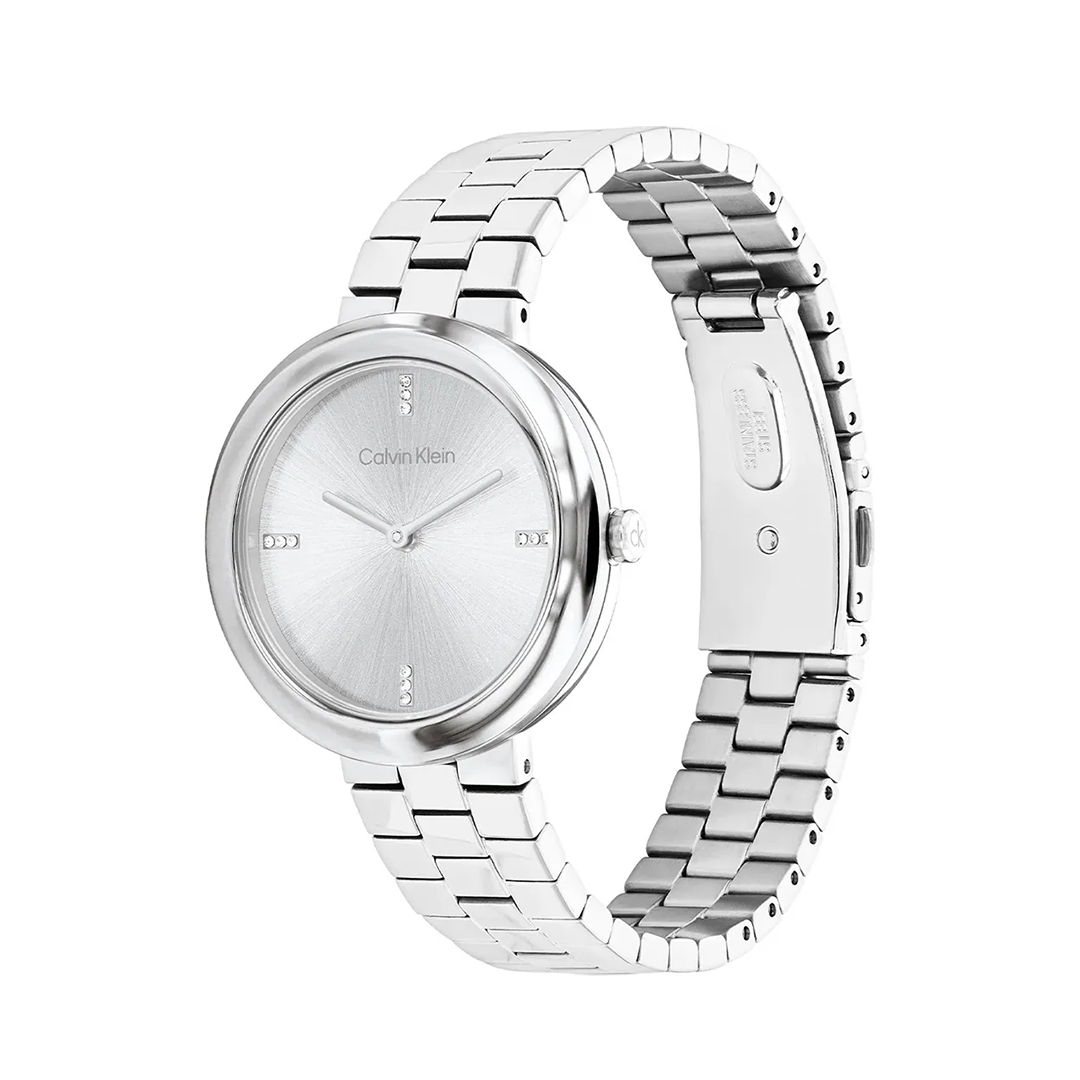 كالفن كلاين النسائية بحركة كوارتز فضي ميناء CK-0125