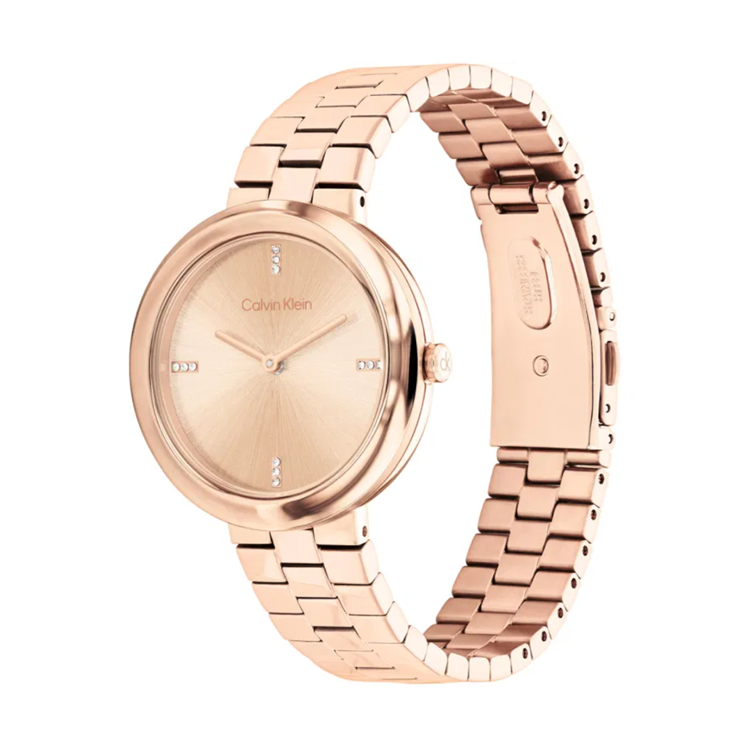 كالفن كلاين النسائية بحركة كوارتز ذهبي وردي ميناء CK-0127