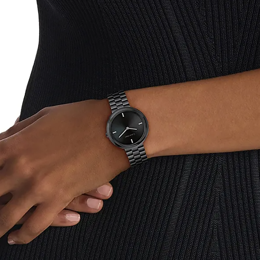 كالفن كلاين النسائية بحركة كوارتز أسود ميناء CK-0128