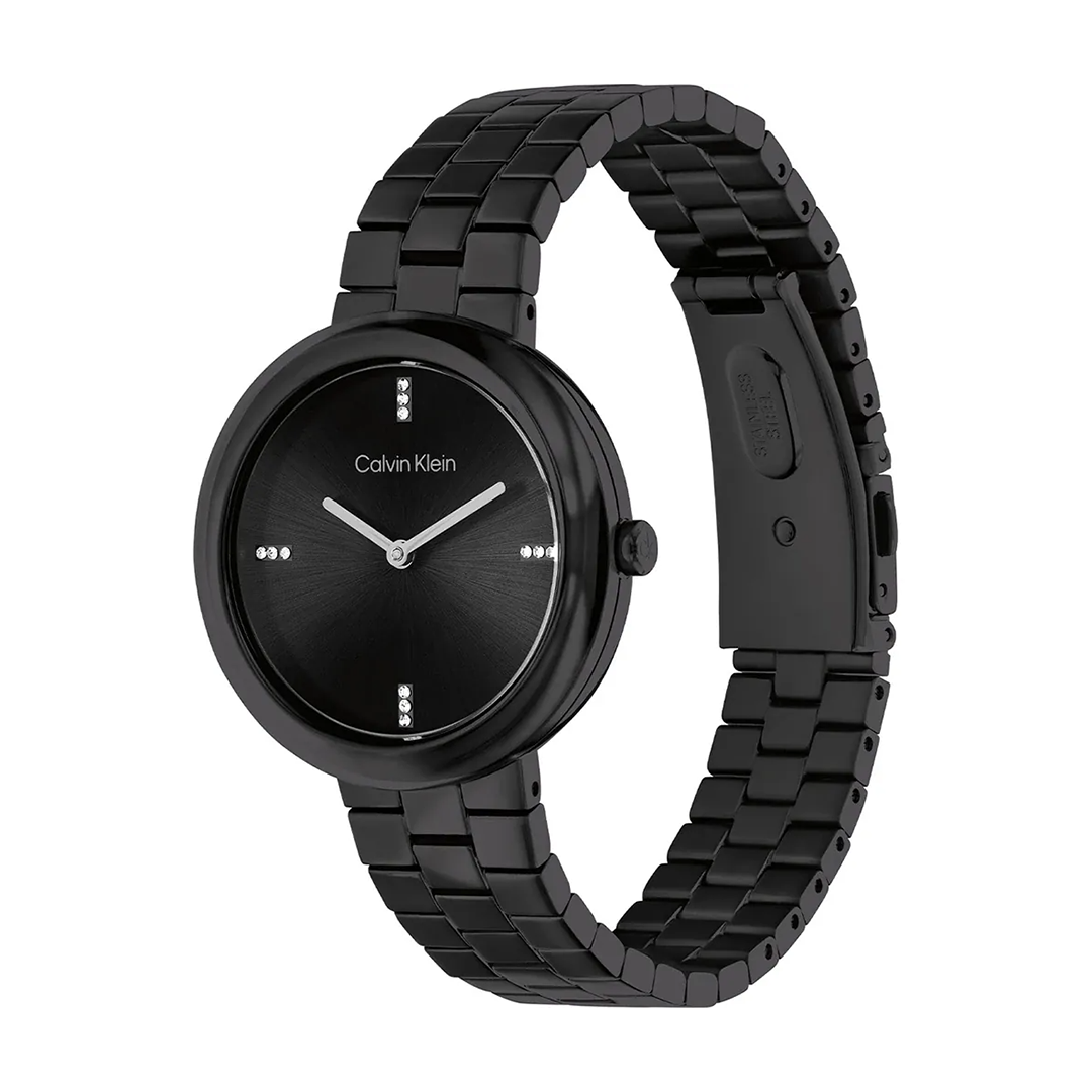 كالفن كلاين النسائية بحركة كوارتز أسود ميناء CK-0128