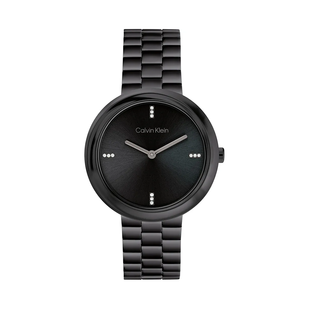 كالفن كلاين النسائية بحركة كوارتز أسود ميناء CK-0128