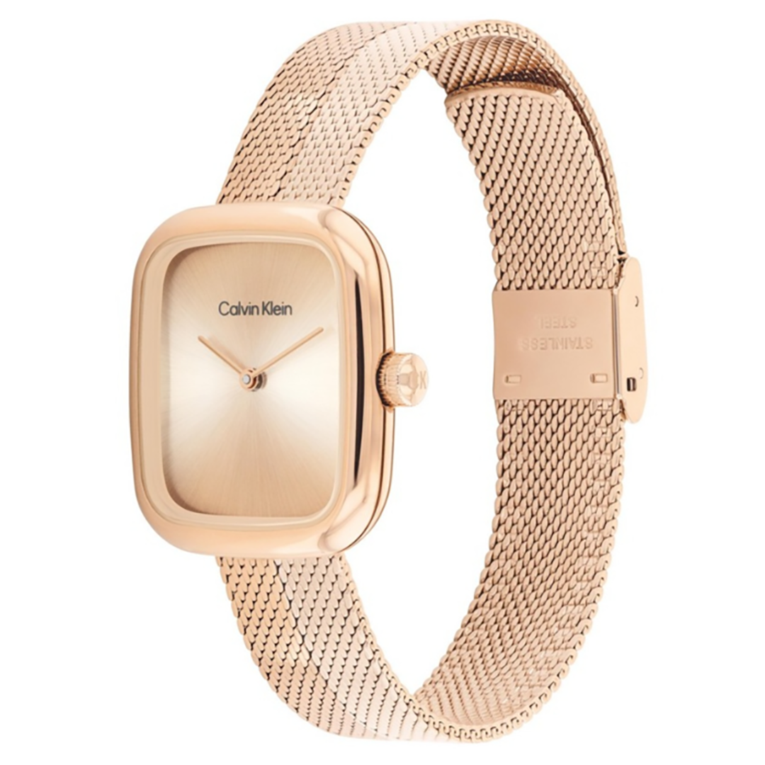 كالفن كلاين النسائية بحركة كوارتز ذهبي وردي ميناء CK-0133