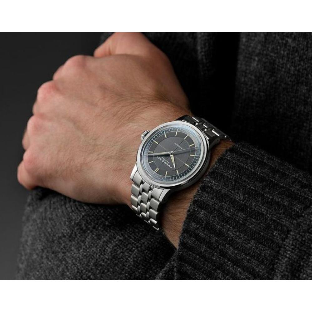 Raymond Weil Millesim Automatic Watch with Central Seconds Hand and Anthracite Dial in Sector Design – RW-0390