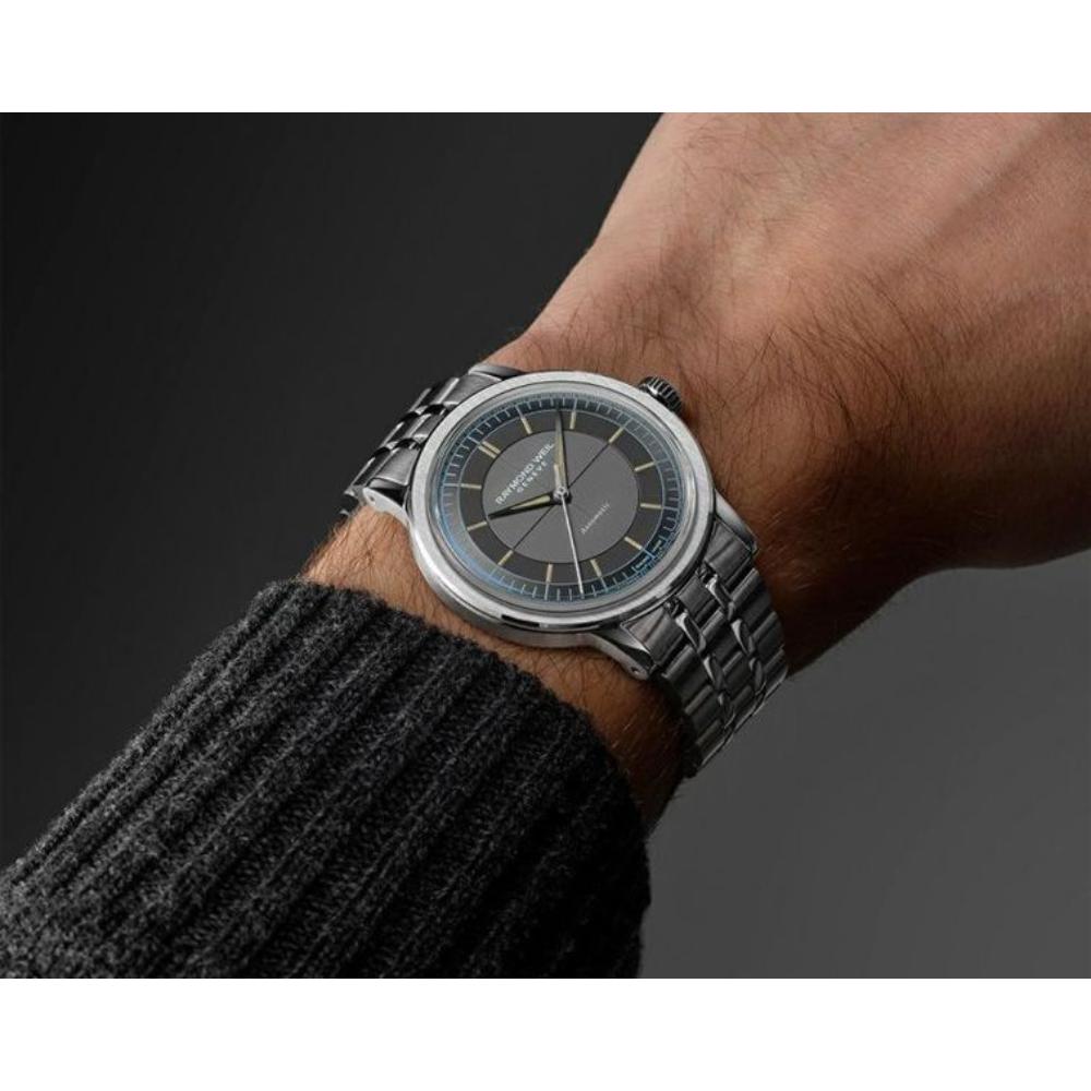 Raymond Weil Millesim Automatic Watch with Central Seconds Hand and Anthracite Dial in Sector Design – RW-0390