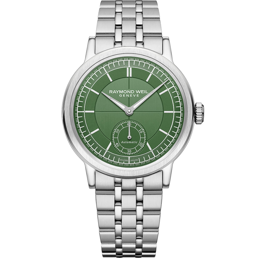 ريموند ويل ميليسيم ساعة أوتوماتيك للرجال بقرص أخضر RW-0350