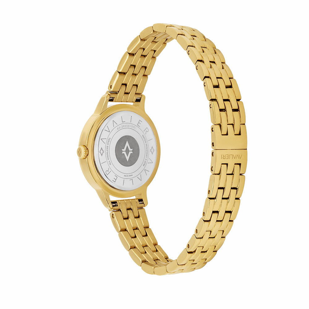 Avaleri Women's Quartz Watch with Silver-White Sand-Texture Dial - AV-2645B+BR