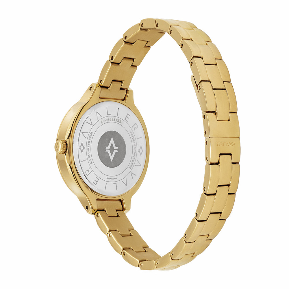 Avaleri Women's Quartz Watch with White Pearl Dial - AV-2638B+BR