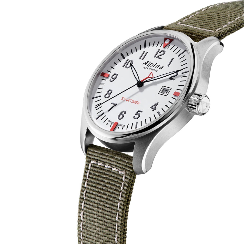 ساعة ألبينا الرجالية بحركة كوارتز ولون مينا أبيض- ALP-0025
