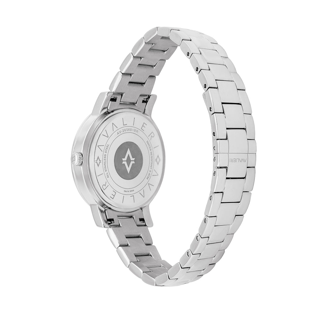 ساعة أفاليري النسائية بحركة كوارتز ولون مينا أبيض - AV-2656B+BR