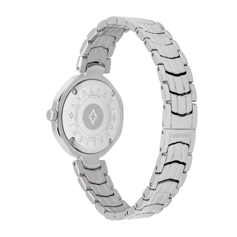 Avaleri Women's Quartz Watch with Silver-White Sand-Texture Dial - AV-2651B+BR
