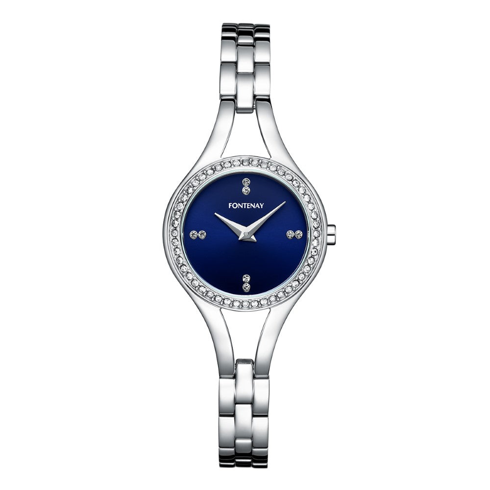 Fontenay Paris Women's Quartz Watch, Blue Dial and Zircon Stones - FNT-0031