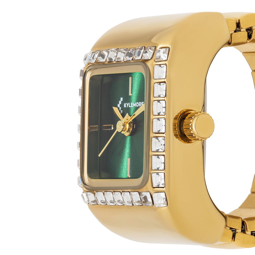 ساعة كيليمور النسائية من سبائك معدنية بعقارب تقليدية ومينا أخضر بتشطيب أشعة الشمس - KM-1100B