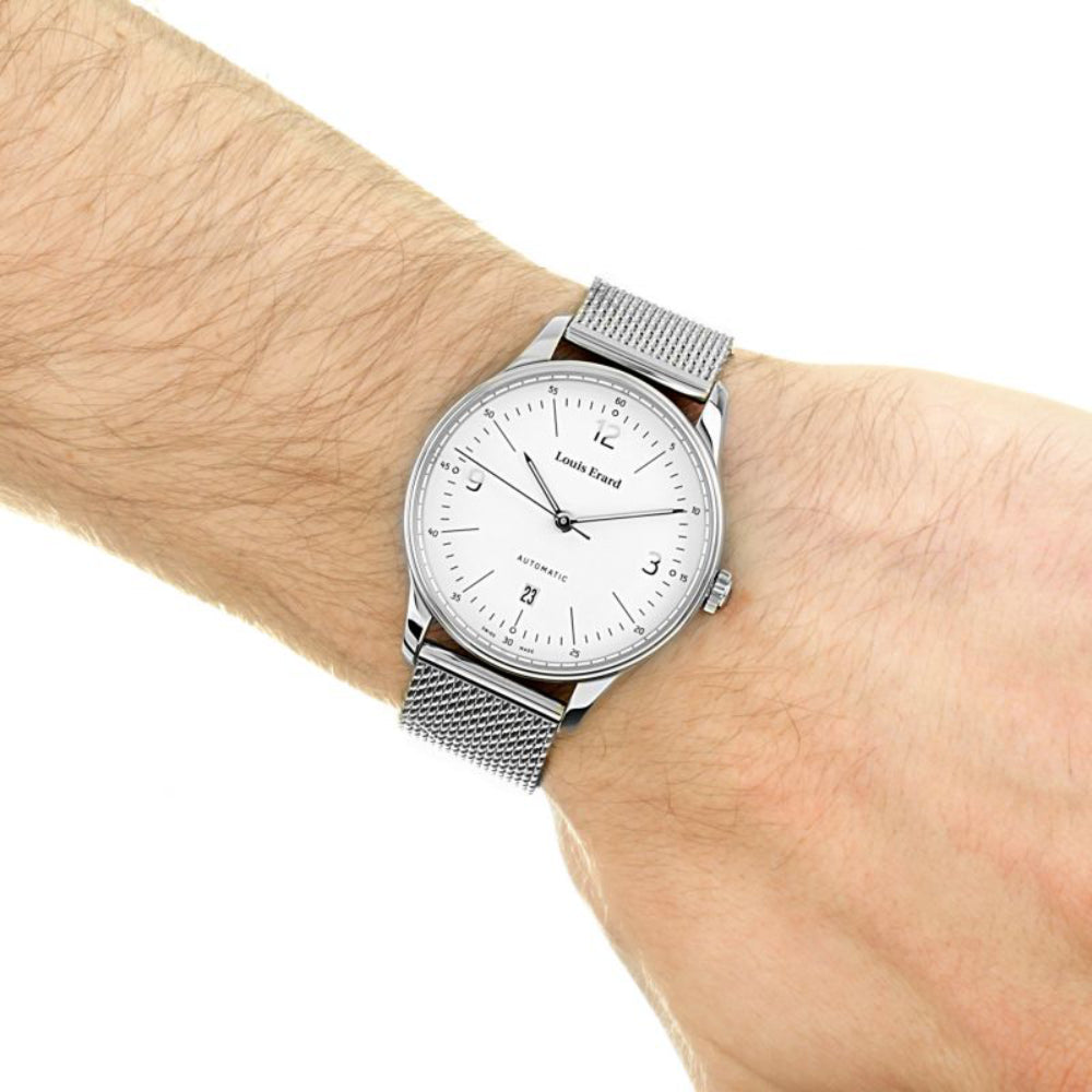 ساعة لويس إيرارد الرجالية بحركة أوتوماتيكية ولون مينا أبيض - LE-0001