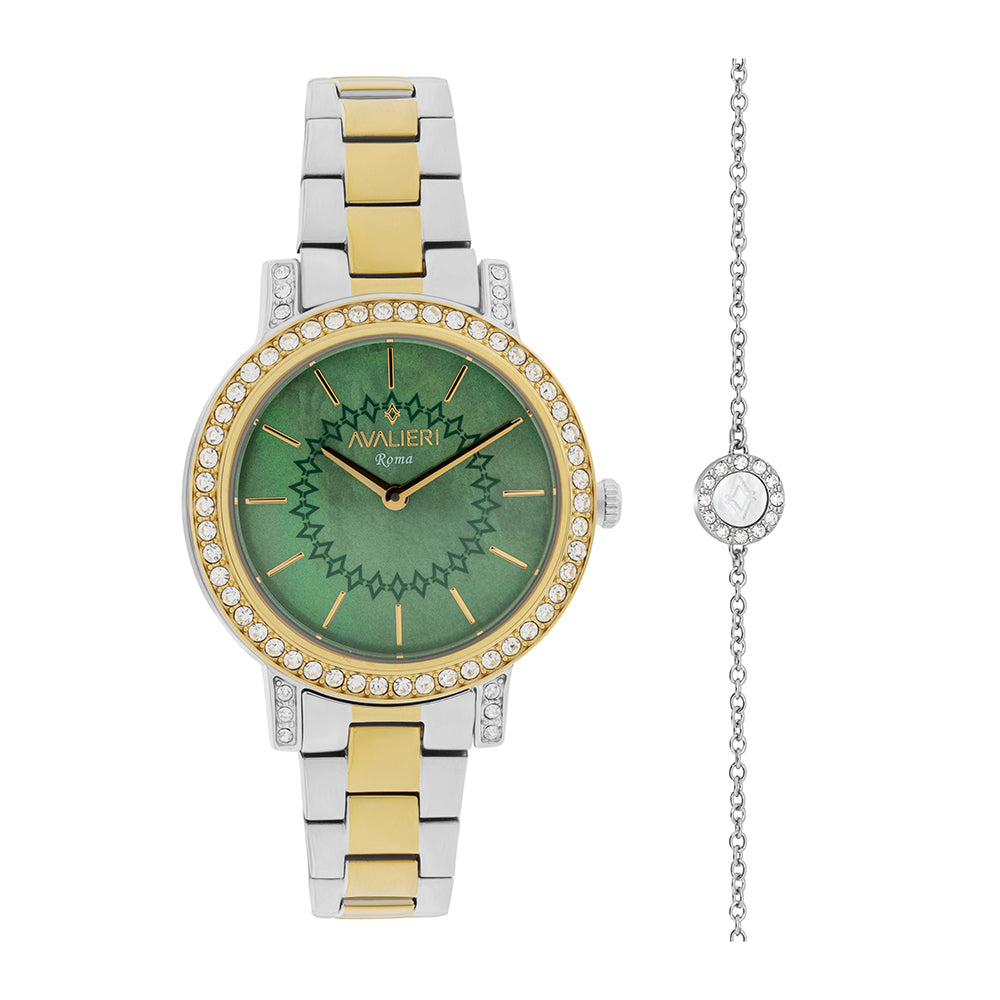 Avaleri Women's Quartz Watch with Green Dial - AV-2657B+BR