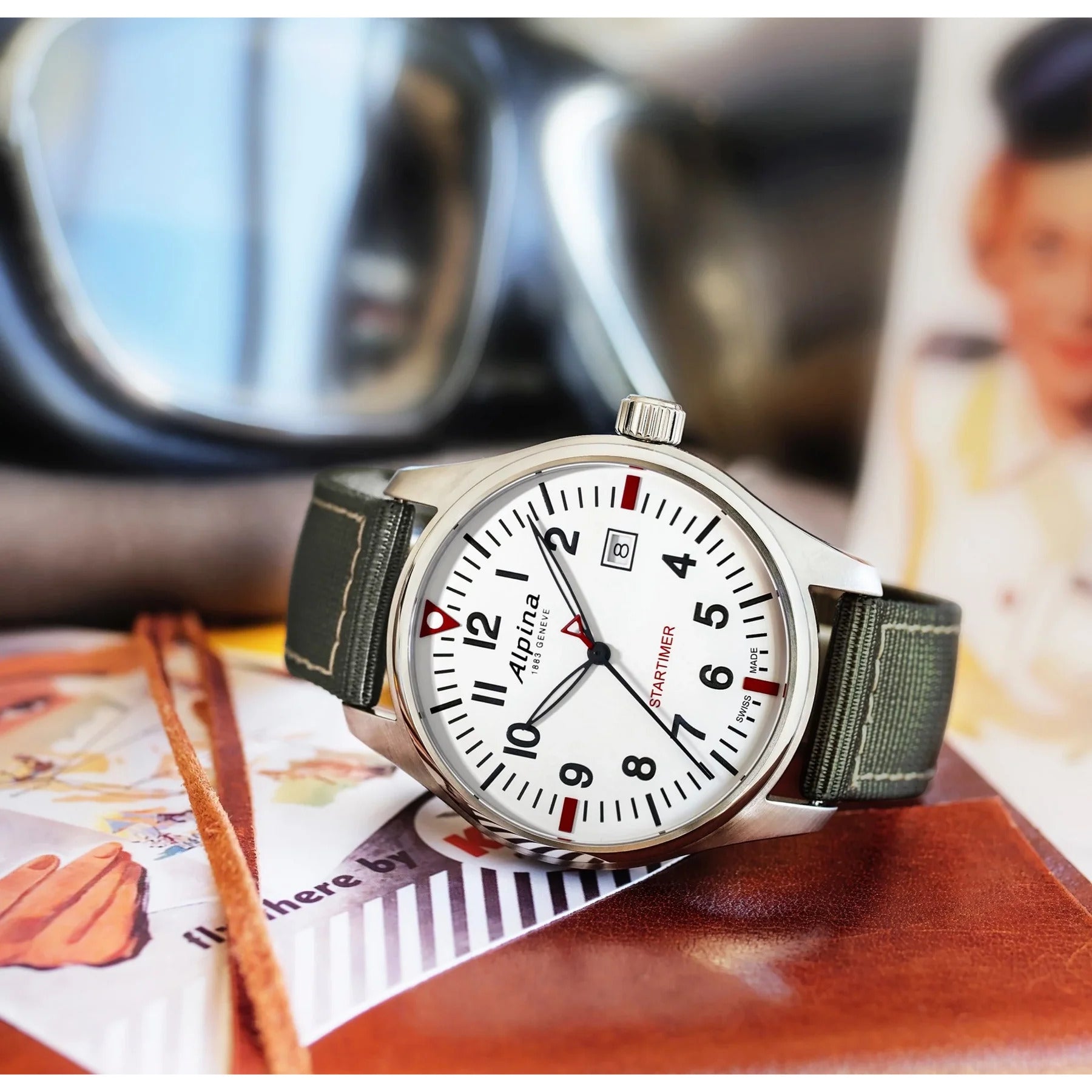 ساعة ألبينا الرجالية بحركة كوارتز ولون مينا أبيض- ALP-0025