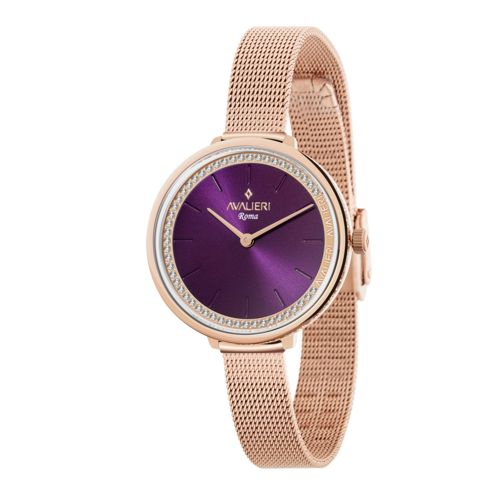 Avalieri Women's Quartz Watch Purple Dial - AV-2594B