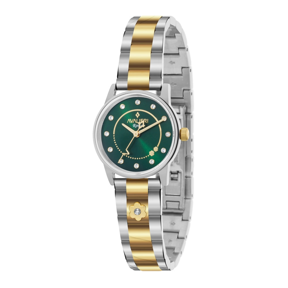 Avalieri Women's Green Dial Quartz Movement Watch Set - AV-2597B+BR