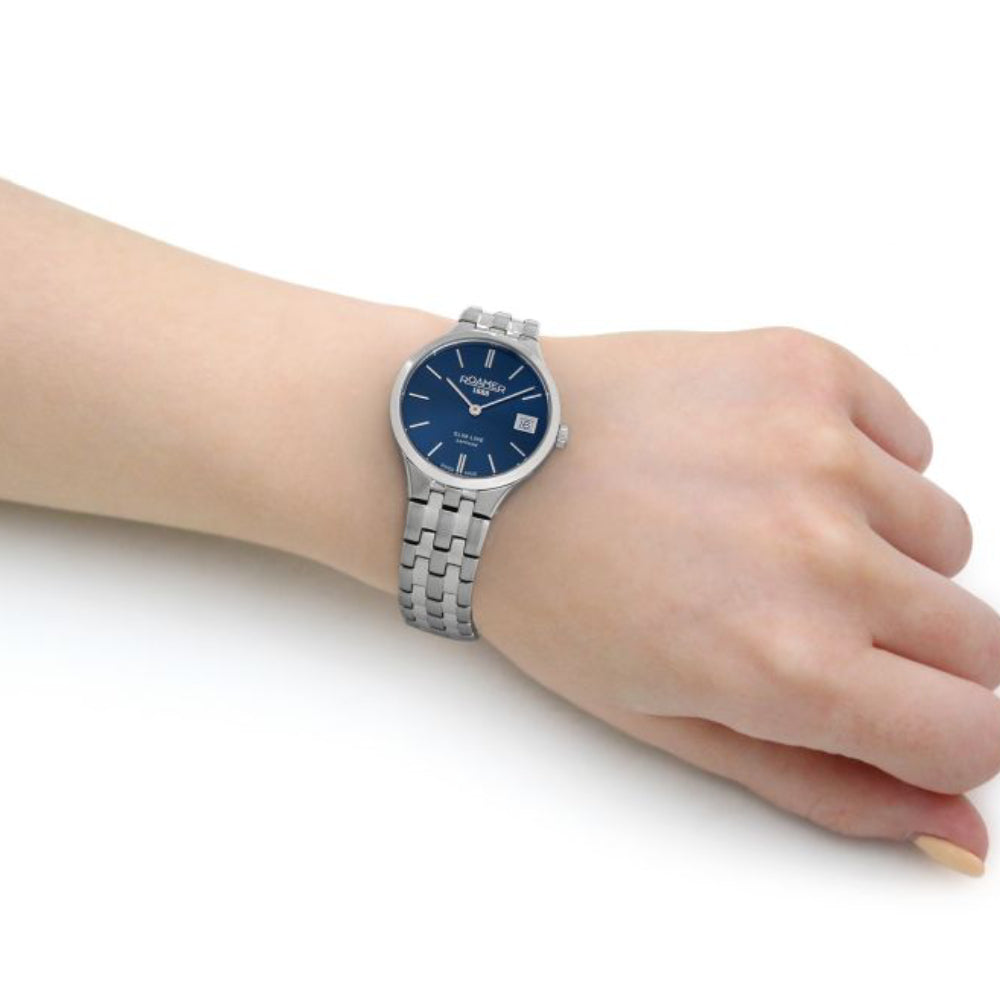 ساعة رومر النسائية بحركة كوارتز ولون مينا أزرق - ROA-0029