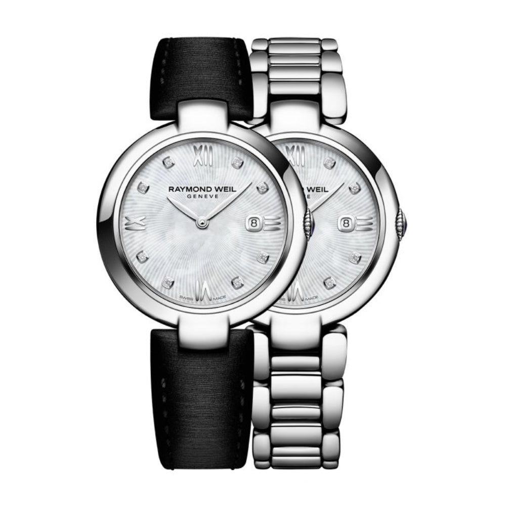 Raymond Weil Women's Quartz White Dial Watch - RW-0220 (DMND/57)+LTHR