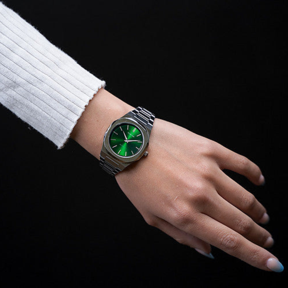 ساعة دي وان ميلانو النسائية بحركة كوارتز ولون مينا أخضر - ML-0240