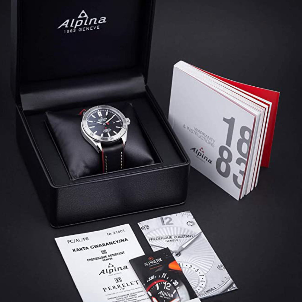 ساعة ألبينا الرجالية بحركة أوتوماتيكية ولون مينا أسود - ALP-0004