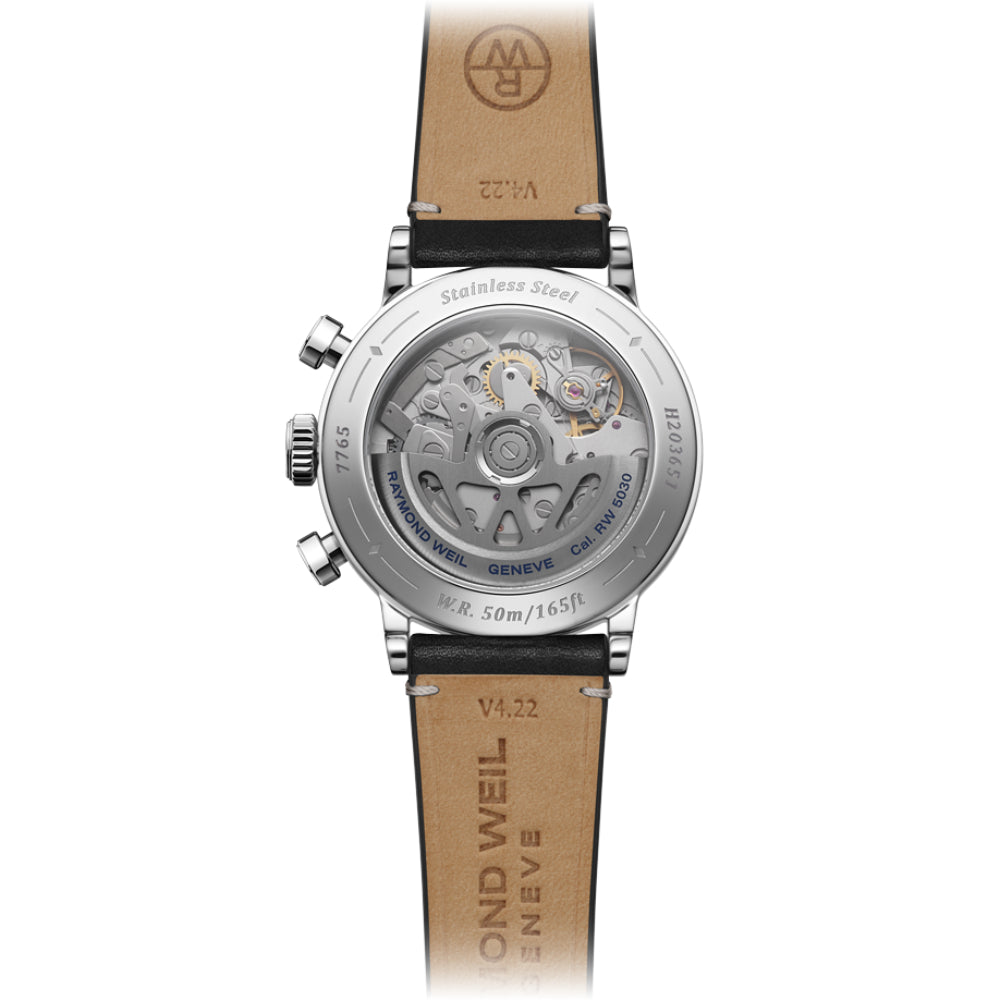 ريموند ويل ميليسيم ساعة أوتوماتيك كرونوغراف للرجال بقرص أسود RW-0367