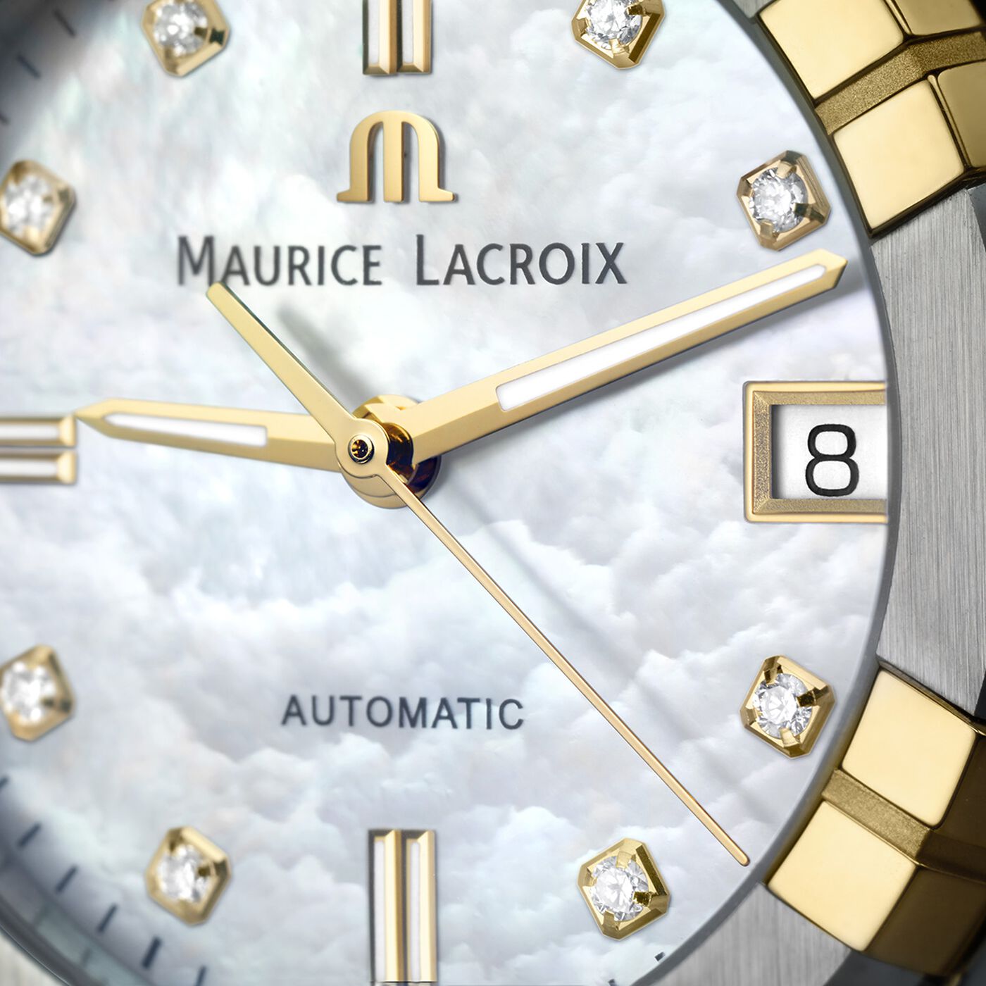 Maurice Lacroix Women's Icon White Pearl Dial Diamond Watch MLC-0010/DMND