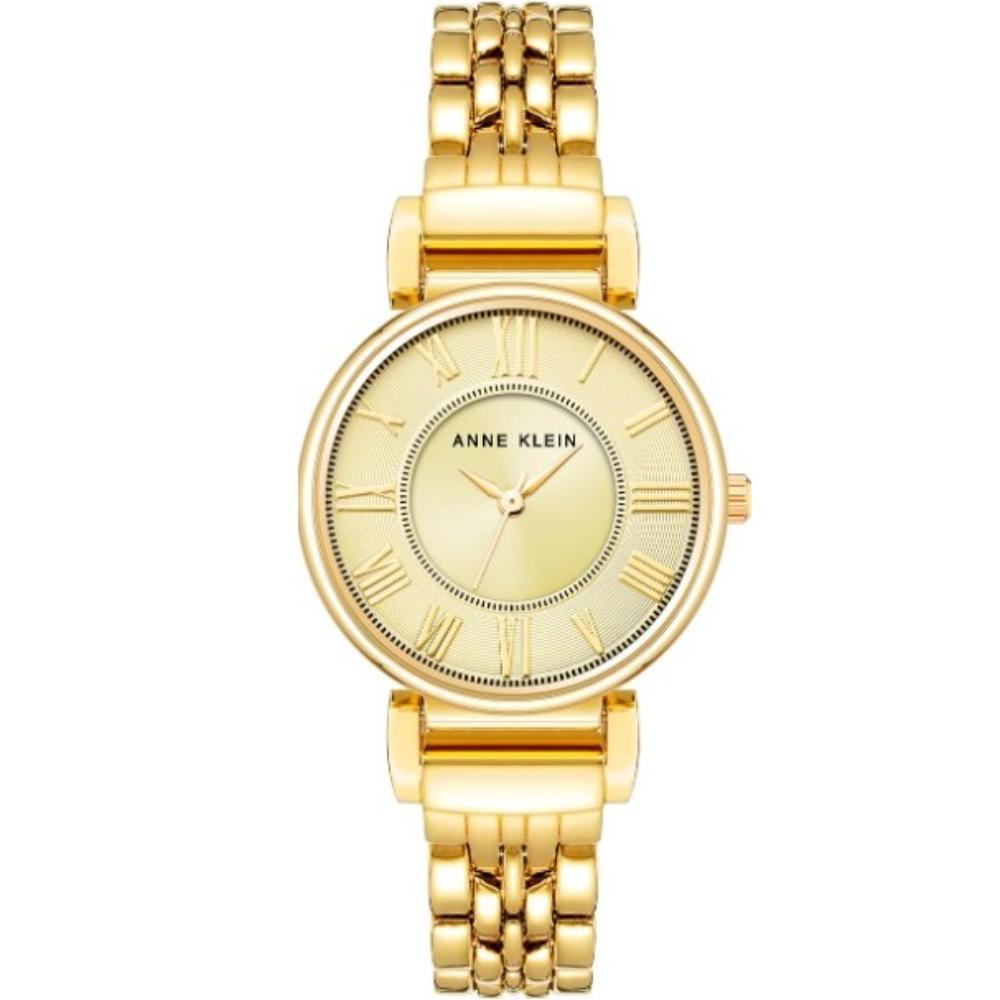 ساعة آن كلاين نسائية بحركة كوارتز وميناء بلون الشمبانيا – AK-0331