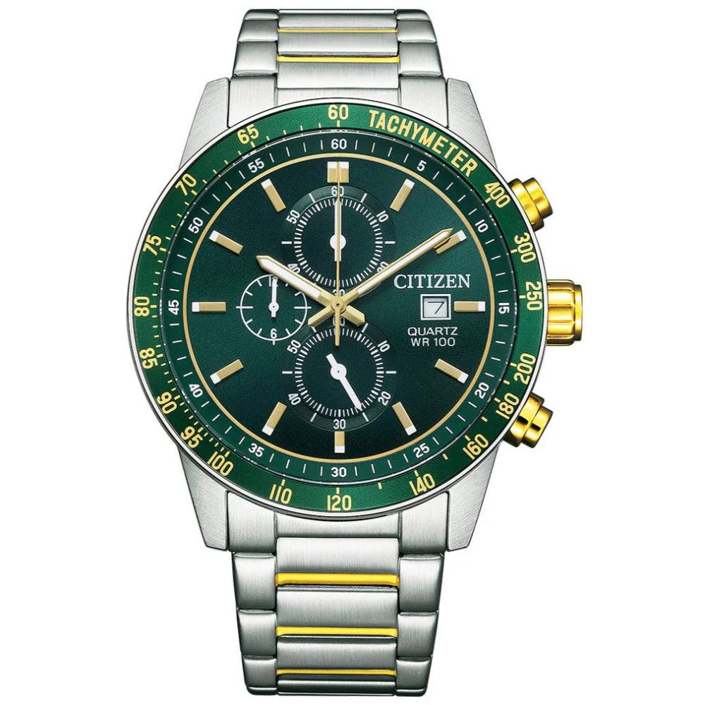 Citizen Men's Chronograph Sport Watch with Quartz Movement and Green Dial - CITC-0112