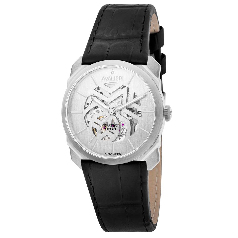 Avalieri Prestige Men's Watch, Swiss Automatic Movement, Silver White Dial - AP-0128