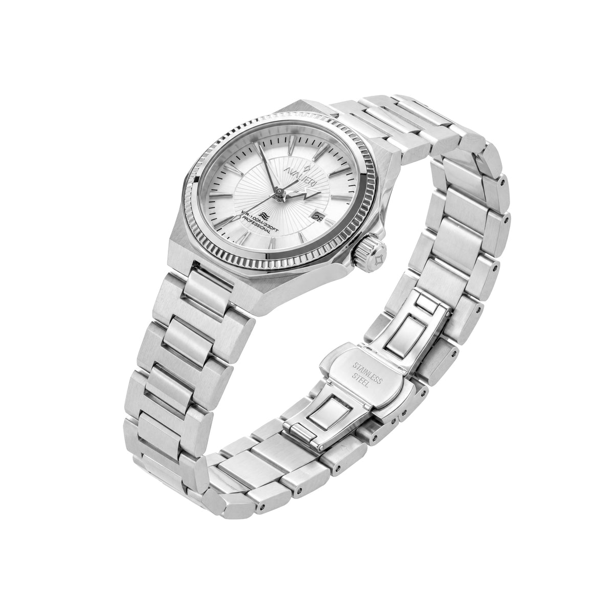 ساعة أفاليري النسائية كوارتز بمينا فضي - AV-2765D