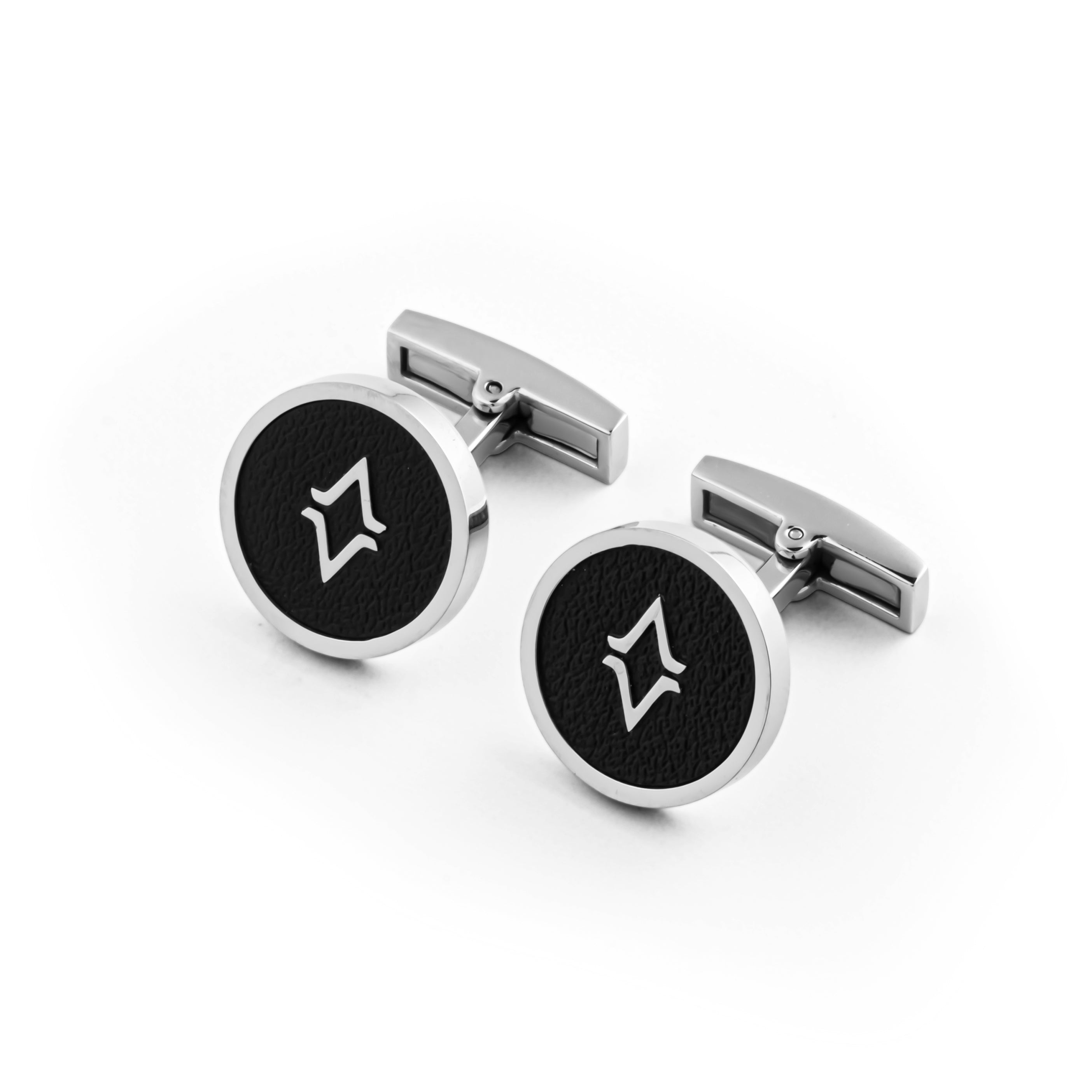 أزرار أكمام أفاليري فضي وأسود – AVC-0173