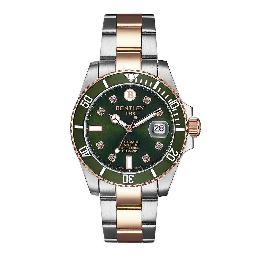 Bentley Men's Automatic Green Dial Watch - BEN-0093 (8/DIAMOND)