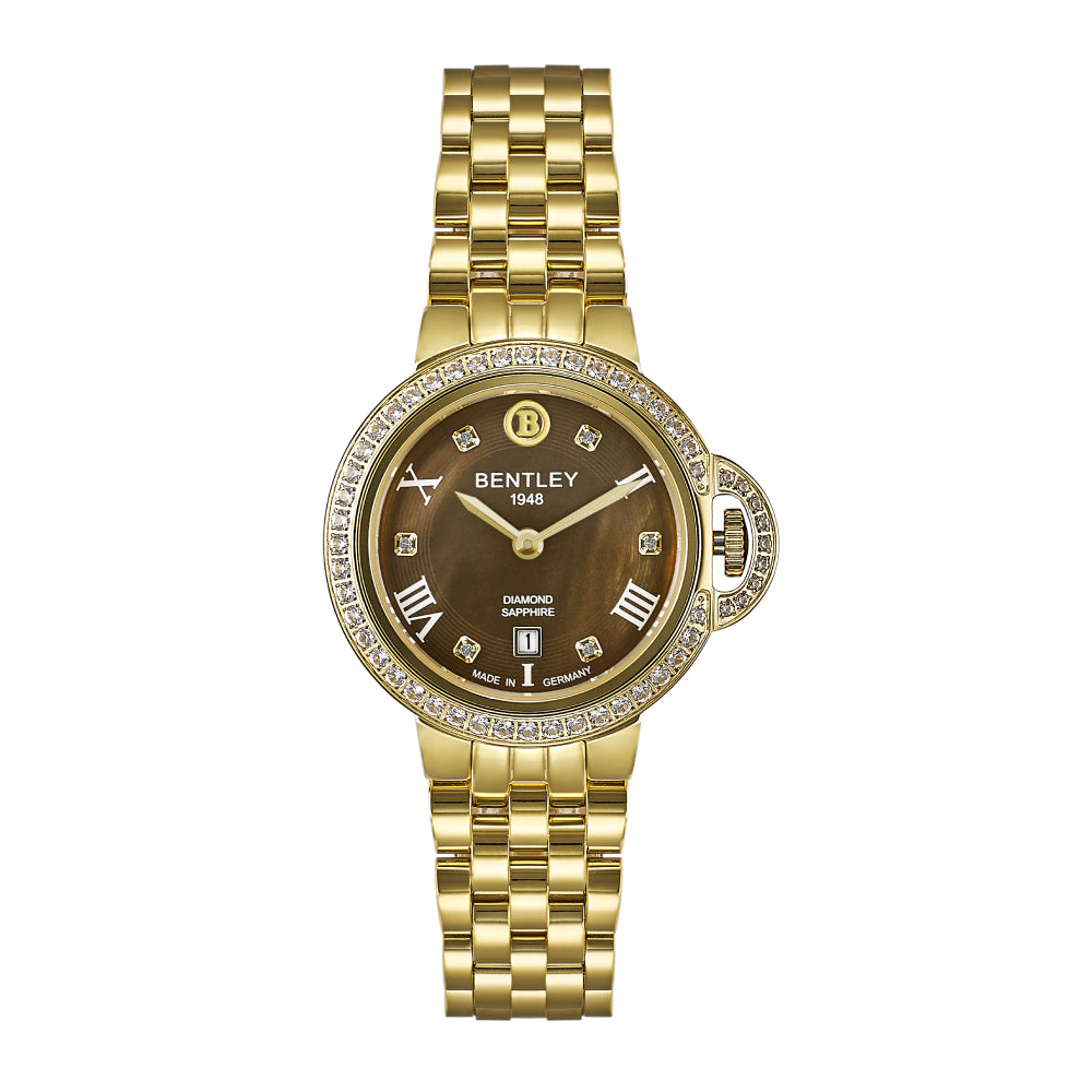 Bentley Women's Quartz Watch with Pearly Brown Dial - BEN-0151(6/D0.03CT)